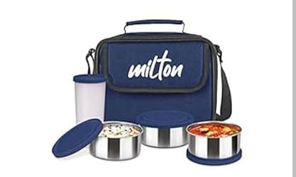 Buy MILTON New Steel Combi Lunch Box with Insulated Fabric Jacket, 3 ...