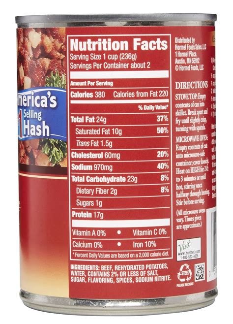 hormel corned beef hash nutrition facts
