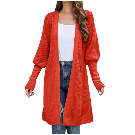 HAPIMO Stylish Cable Knit Dual Pocket Cardigan Long Ankle Length Floor ...