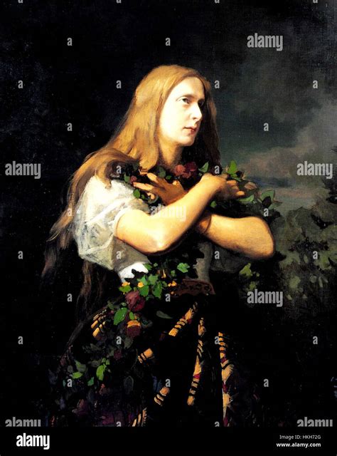 A painting titled 'Ophelia' from 1865, showcasing a tragic scene from ...