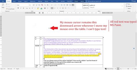microsoft word - Why can't I type text above a table? - Super User