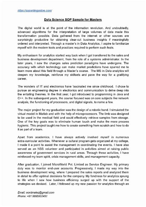 Data Science SOP Sample for MS Pdf - Program of Data science - Studocu