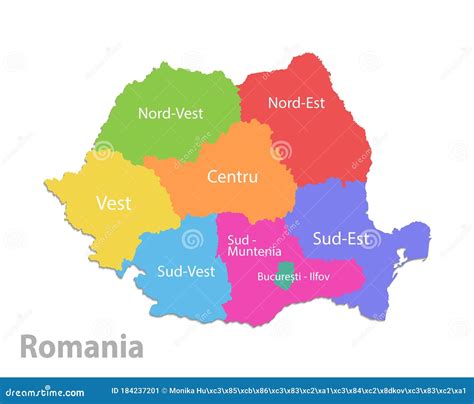 Romania Map, Administrative Division, Separate Individual States with ...