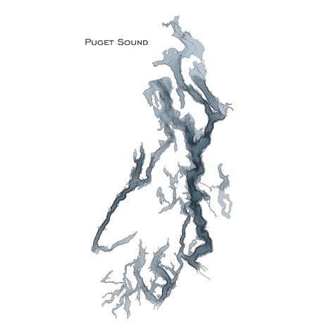 Puget Sound Map Bathymetric Depth Chart Seattle Gifts - Etsy