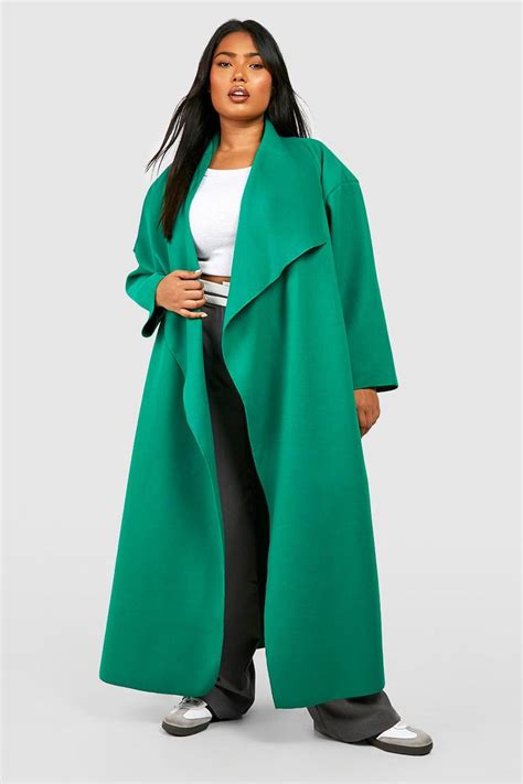 Plus Wool Look Waterfall Coat | boohoo USA