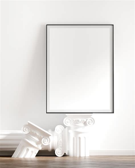 White room apartment wooden parquet floor empty picture frames roman ...