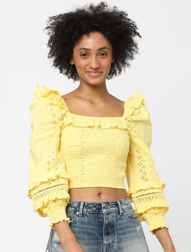 Yellow Abstract Print Top