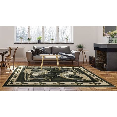 MDA Rugs Wildlife 4 X 6 (ft) Dark Green Indoor Animal Print Area Rug ...