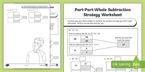 Part-Part-Whole Subtraction Strategy Activity Sheet