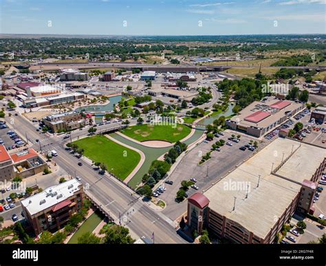 Aerial drone photo riverwalk Pueblo Colorado Stock Photo - Alamy