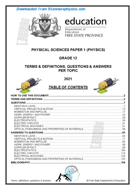 Fs physical sciences grade 12 terms and definitions paper 1 year 2021 ...