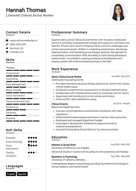 16 Licensed Clinical Social Worker Resume Examples And Templates for ...