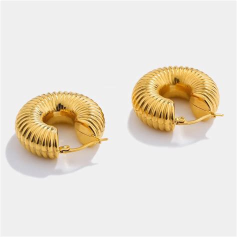 18kt Gold Plated Chunky Croissant Hoop Earrings, Gigi – Inaya Accessories