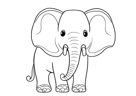 Elephant very easy to color - Elephant Coloring Pages