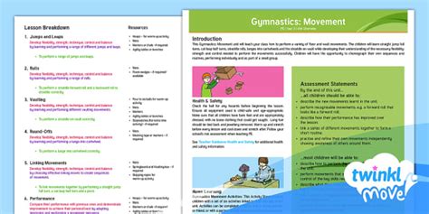 Twinkl Move PE - Year 4 Gymnastics Movement: Planning Overview