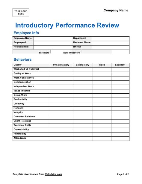 90-Day Performance Review Template