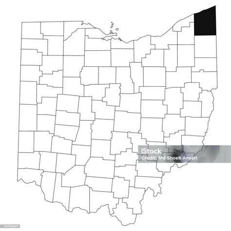 Map Of Ashtabula County In Ohio State On White Background Single County ...