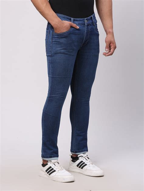 Parx Blue Knitted Low Rise Skinny Fit Cotton Blend Jeans – MyRaymond