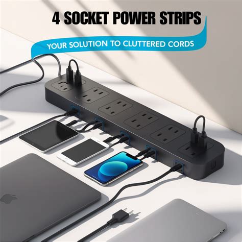 4 Socket Power Strips: Your Solution to cluttered Cords – FEDUS