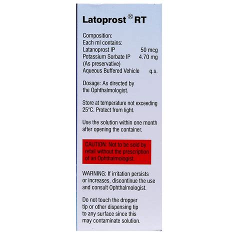 Latoprost RT BKC Free Eye Drops 2.5 ml Price, Uses, Side Effects ...