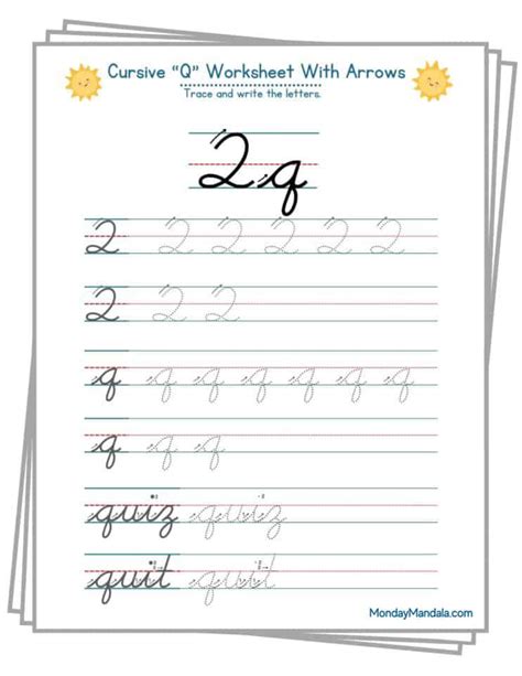 Image result for Cursive Q Practice Sheets
