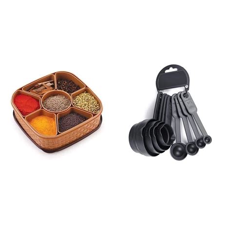 Buy E-COSMOS Plastic Square 7 Sections Masala Rangoli Dabba Box Set ...