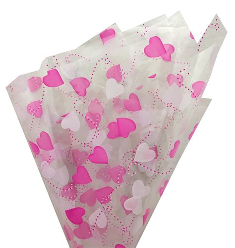 3A Featuretail 20 In x 25 In Heart Design Printed Cellophane Sheets For ...
