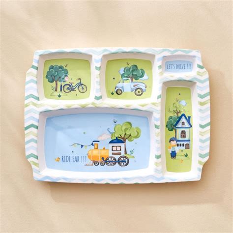 Buy Slate Kids Melamine Printed 5 Partition Plate - 31x23cm from Home ...