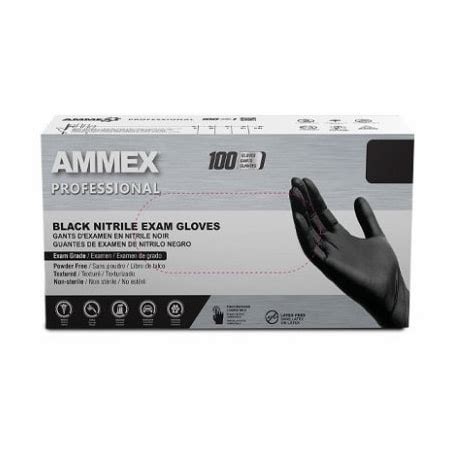AMMEXRPORATION Black, S, Nitrile Powder-Free, Nitrile Exam Gloves ...