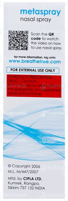 Metaspray 50 MCG Nasal Spray 100 M | Order Metaspray 50 MCG Nasal Spray ...