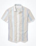 Buy American Eagle Men Beige Striped Button-Up Resort Shirt Online
