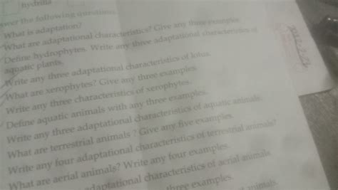 Questions on Adaptations in Plants and Animals What is adaptation? What