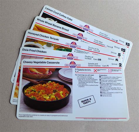 Vintage Recipe Cards - Healthy Meals in Minutes - Great American ...