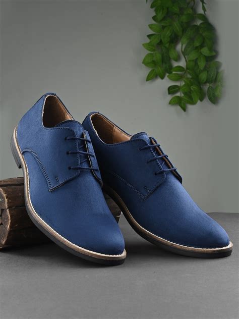 Men's Blue Suede Derby Casual Shoes – HIREL'S