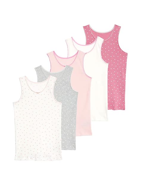 Buy 5 Pack Pure Cotton Heart & Plain Vests (2-14 Yrs) at Marks & Spencer