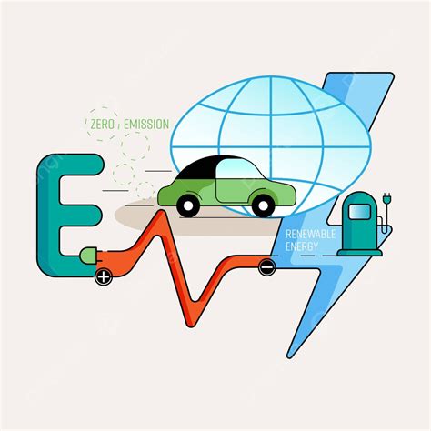 Electric Vehicle Typo 2 Carbon Reduction Development Flat Vector ...