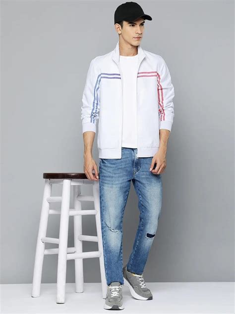 Buy Fort Collins Men's White Lightweight Track Jacket with Side Stripes ...