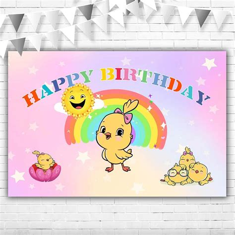 Canticos Birthday Banner 5x3ft Yellow Chickies Backdrop Happy Birthday ...