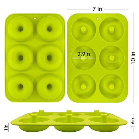 Th Silicone Donut Molds, Non-stick Baking Sheet 2 Pcs, Green, Orange 激安単価で
