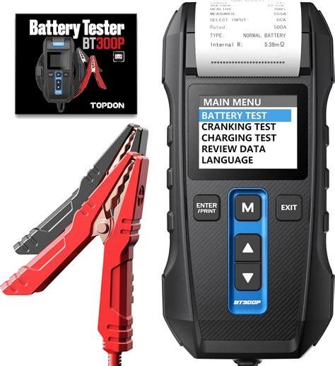 TOPDON Car Battery Tester BT300P, 12V 24V Battery Tester with Printer, with Battery Test ...