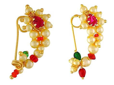 Buy Vail Creations Traditional Maharashtrian Nose ring without piercing ...