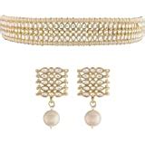 Buy I Jewels 18k Gold Plated Traditional Green Kundan & Pearl Studded ...