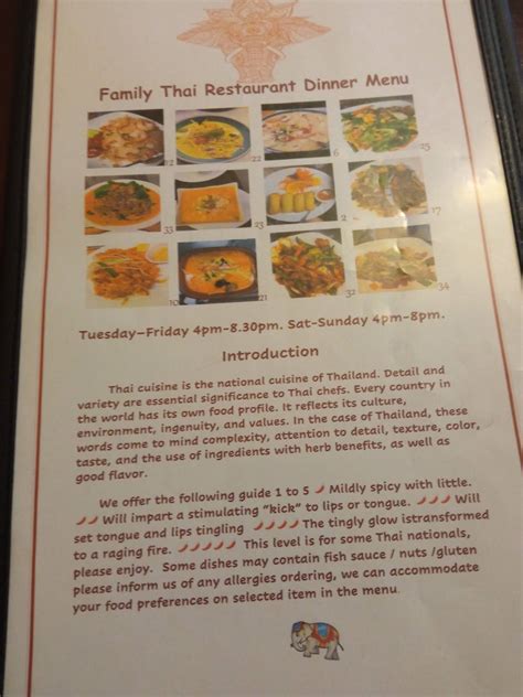 Menu at Family Thai Restaurant, Cranbrook