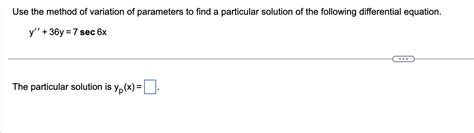 Image result for Variation of Parameters Particular Solution