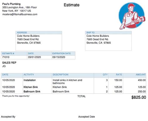 Image result for QuickBooks Estimate Template