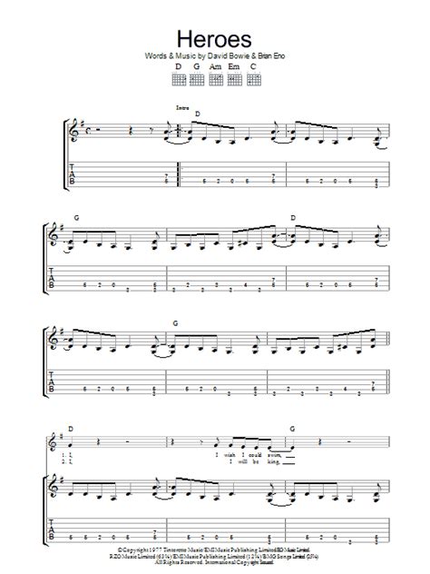 Heroes by David Bowie - Guitar Tab - Guitar Instructor