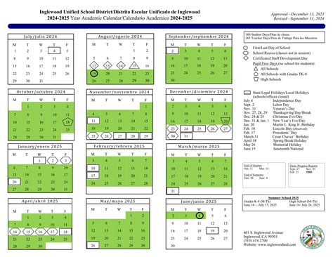 Inglewood Unified IUSD Calendar 25-26 [PDF] - EduCounty
