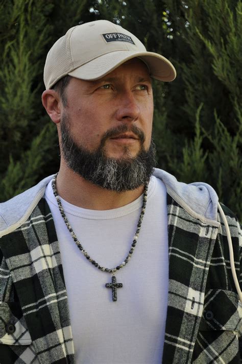 Men's Necklace Made of Obsidian and Two Types of Jasper With a Cross ...