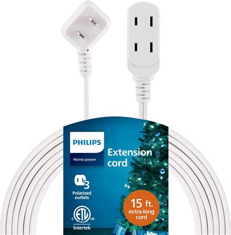 10FT White Flat and Thin 2 Prong Long Extension Cord for Indoor/Outdoor ...
