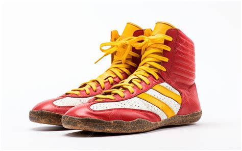 Premium AI Image | Beautiful Red Color Wrestling Shoes With Yellow ...